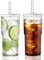 KOOSREEL Iced Coffee Cup, 2 Pack 20Oz/600ml Clear Glasses Cups with Lids and Glass Straws Drinking Glasses for Milk, Ice Water, Juice, Coffee, Soda,Cocktail,Cold or Hot Drinks