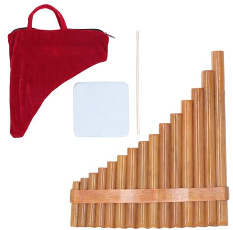 Bamboo Pipe Pan Flute 15 Pipes G Key Panpipe Pan Flute Traditional Woodwind Instrument for Music Enthusiasts (Right Hand)