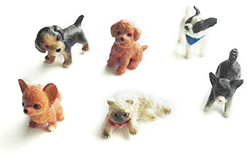 XFUYI Miniatur-Modell für Katze und Hund, Spielzeugfigur, Tier, realistische biologische Figur, Statue, interaktive Schreibtischdekoration, Kuchen, 6 Stück