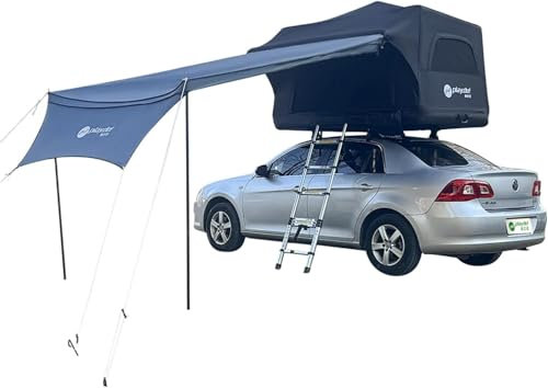 Sport Tent Waterproof Car Roof Top Tent,Lightweight Portable Inflatable Tents with Porch and Awning for Van, Jeep, SUV, Truck, Easy Setup,Black (Tent with 90° Awning)