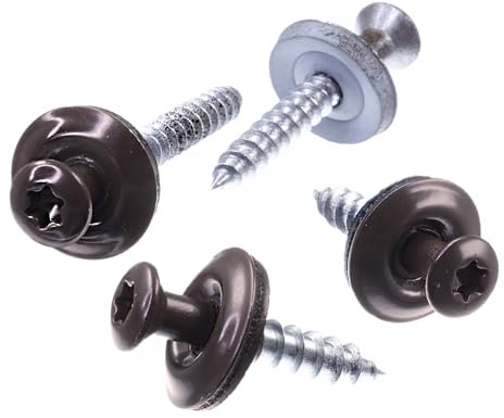SECCARO Spenglerschraube 4,5 x 25 mm, RAL 8014 sepiabraun, Edelstahl A2, EPDM-Dichtscheibe 15 mm, TX/Innensechsrund, 100 Stück
