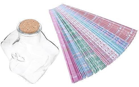 DIYEAH 1 Satz Flaschenset Wünschen Sterndekorationspapier Handwerksstern Gläser Für Sternpapier Sternpapierstreifen Sternstreifen Aus Papier Sternstreifen Aus Origami-papier Glas