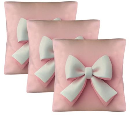 siphylline Kissenbezug mit Schleife für Gesicht, Euro-Schinken-Kissen mit Reißverschluss, 45,7 x 45,7 cm, Blush