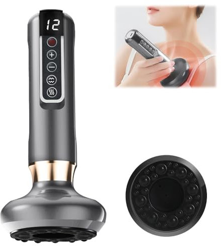DAJASD Masajeador Anticelulítico, Masajeador de Grasa Corporal de Mano Ajustable de 12 Niveles, Raspador Masajeado Eléctrico, Portátil Recargable para Abdomen, Brazos y Piernas(Gris)