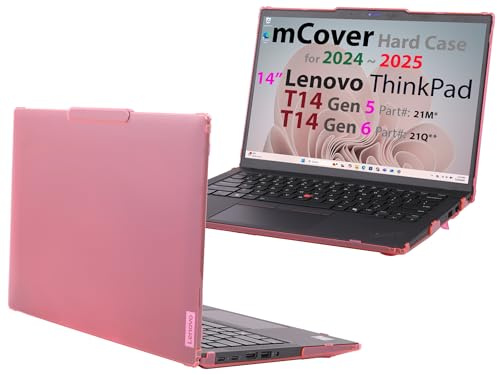mCover, custodia rigida compatibile esclusivamente con notebook Windows Lenovo ThinkPad T14 Gen 5/6, da 14” 2024-2025 e ThinkPad P14s Gen 5/6 (AMD), con cerniera a 180°, rosa