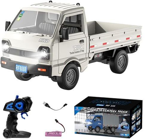 DUKUSEEK 1:16 Scale RC Truck for Kids, Mini RC Pickup Truck W/ 2.4GHz Remote & Light Climbing Car for Boys Girls Hobby Toys Gifts (White-B)