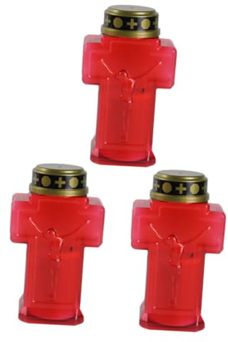 Operitacx 3 pezzi Luci Elettriche per Cimitero Lumini da Giardino Senza Fiamma Decorazione Commemorativa con Design Gesù Lampade Sicure e Versatili per Esterni