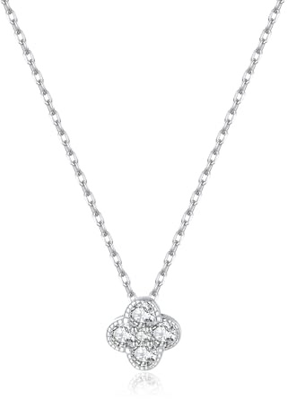 SLUYNZ 925 Sterling Silber Kleine Klee Kette Halskette für Damen Mädchen CZ Klee Anhänger Halskette