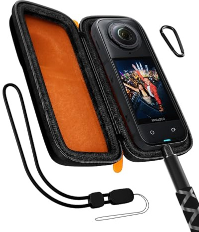 ProCase Tasche für Insta360 X5 X4 360° Action Cam, Tragkoffer Tragetasche kompatibel mit Insta 360 X5 X4 Originalobjektivkappe und Schutzvorrichtung - Orange-Schwarz