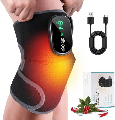 Cordless Knee Heating Pad, Newly 4 Vibration Motors Knee Massager, 3-in-1 Heated Knee Brace with 5 Heat Levels and 5 Massage Modes, Heated Knee Massager Brace, Birthday Gifts for Dad & Mom (1 PCS)