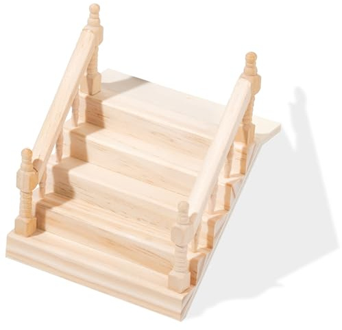 RTUOHUIN Wichteltreppe mit Geländer, Miniatur Wichtel Zubehör für Wichteltür und Weihnachten inkl. Treppe mit integriertem Geländer, Kinderzimmer Deko für Weihnachten