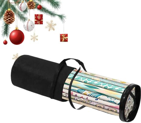 Geschenkpapierhalter Tragbarer Behälter Rollen Ornamente Karten | Lange Band-Aufbewahrungstasche Wrap-Halter mit Griff Tissue-Zubehör für Feiertagsdekoration unter Bett