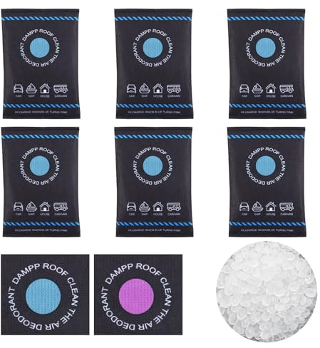 Car Desiccant Bags, Color-Changing Silica Gel Dehumidifiers for Moisture Absorption in Car, Home, Closet, Safe & Reusable Humidity Absorber for Preventing Mold and Odo(6,Blue Circle）