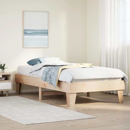 Mandloder Massivholzbett Kiefer 90x190 cm, unbehandelt, Robustes Bettgestell mit Lattenrost, Stauraum, Stabiler Rahmen für Schlafzimmer, langlebig, natürliche Optik
