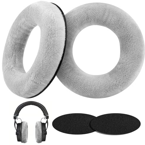 Ersatz Ohrpolster für Beyerdynamic DT 770/770 Pro/DT 990/990 Pro/DT 660 | Ear Pads Zubehör für Beyerdynamic DT 880/880 Pro/HS200 HS400 DT440 DT660, Memory Schaumstoff, Velour Stoff, Kissen Weicher