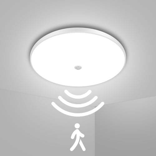 Litglobe 36W LED Deckenlampe mit Bewegungsmelder,6500K KaltesWeiß Deckenleuchte,3600LM Superhell LED Lampen mit Bewegungsmelder,Ø36cm Rund Wandleuchte Wandlampe Flur Balkon Keller Treppe