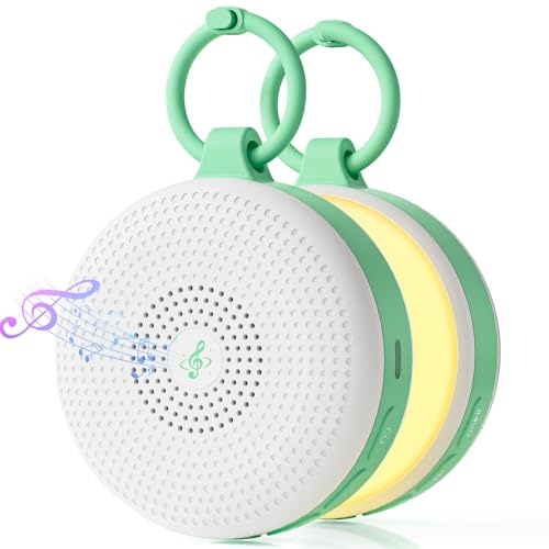 White Noise Machine with Night Light, Portable Sound Machine Baby Sleep Aid, 30 Soothing Sounds, Timer & Clip for Stroller, for Baby, Kids & Adults, Ideal for Nursery & Travel