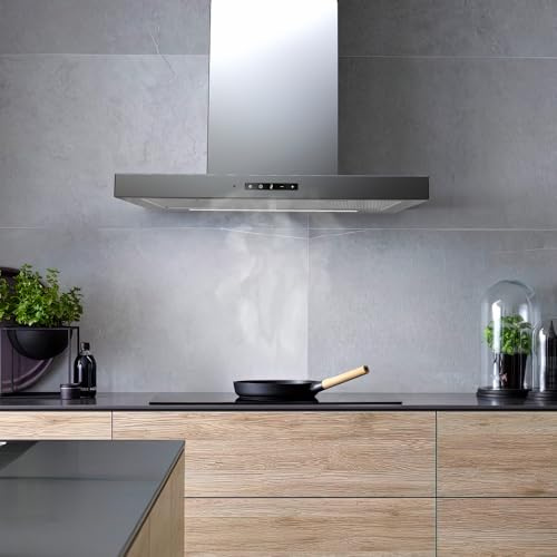 VLANO Dunstabzugshaube LEVEL X, Edelstahl, Fernbedienung, Sensorsteuerung, 4 Leistungsstufen, LED-Beleuchtung, EEK A, 60 cm, 70 cm, 90 cm, Wandhaube für Abluft, Umluftbetrieb (70 cm)