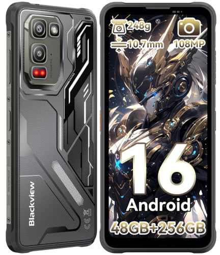 Blackview Fort 5 Rugged Smartphone, 108MP+50MP+13MP Telefono Indistruttibile Android 16, 10.7mm&248g Ultra-thin, 6.78'' 120Hz, 36GB+256GB/2TB TF Cellulare Impermeabile, MTK G100/IP69K/NFC/700 Nit