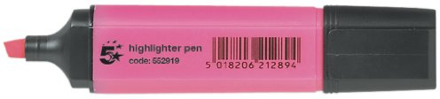 5 Star Highlighters Pink (12 Pack) Chisel Tip Highlighter 1-5mm Line Highlighters with Clip On Cap