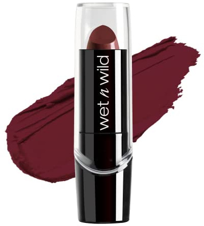 wet n wild Silk Finish Lipstick, Hydrating Rich Buildable Lip Color, Formulated with Vitamins A,E, & Macadamia for Ultimate Hydration, Cruelty-Free & Vegan - Dark Wine