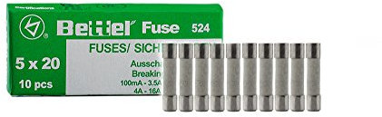 EDI-TRONIC 10 Piezas de fusibles cerámicos de liberación Lenta 5x20mm 250V Träge TYP524 6,3A