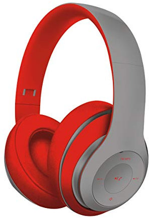 OMEGA GRAU Kabelloser Bluetooth-Kopfhörer mit integriertem 4-in-1 Mikrofon, FM-Radio, Musik-Player (von Micro-SD), Aux-In