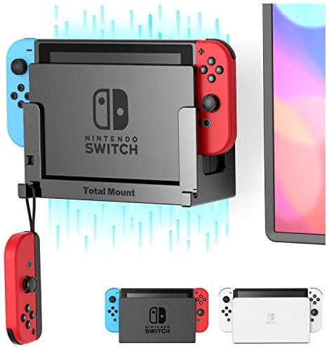TotalMount Wandhalterung für Nintendo Switch / Switch OLED Konsole mit Hitze Management und Sicherheits-Klip Schwarz