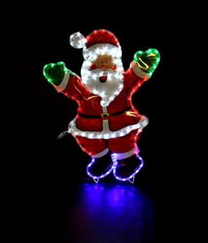 Garden Mile Santa Claus Silhouette Rope Light - Pre-Lit Waterproof ABS Large Waving Multicolored LED Lights - Christmas Decorations Ideal for Indoor or Outdoor Window, Garden, Home Decor (80cm)