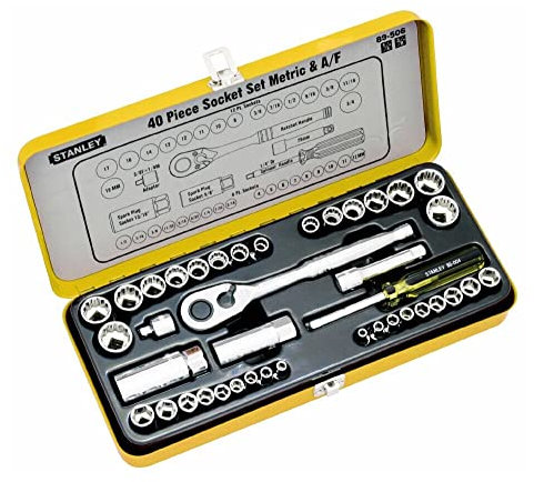 Stanley 40Pc 1/4 inch and 3/8 inch Drive Socket Set Met/AF
