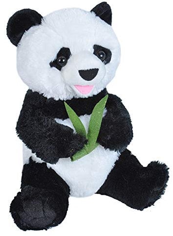 Wild Republic Peluche Panda Sédentaire avec Doudou Bambou, Jouet pour Enfant, 25 cm