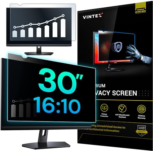 VINTEZ Pantalla de privacidad de 30 pulgadas 16:10 para monitor de computadora y laptop, película protectora antirreflejos, filtro de luz azul, protección ocular, protector de privacidad para pantalla