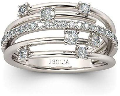 Jeulia Damen Sternenhimmel Ringe Sterling Silber Ringe Schmuck für Verlobungsring Trauring Ehering (53 (16.9))