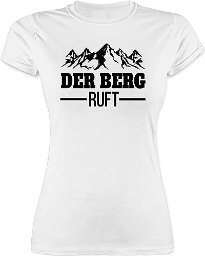 Shirt Damen - Skiurlaub Apres Ski - Der Berg Ruft - schwarz - M - Weiß - Tshirt bergmotiv après-ski-t-Shirt Skifahrer Berge Funshirts für Frauen lustiges mit.Spruch Oberteile skioutfit Bergen