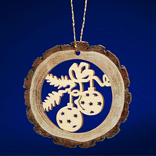 SIKORA BS-LS Traditionelle Filigrane Christbaumschmuck Holzanhänger aus nachhaltiger Herstellung - 28 Modelle wählbar, Modell:R3 Rindenoptik Kugeln D 6cm