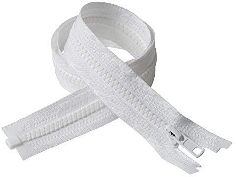 IPEA Cerniera Lampo misura #5 – Varie Lunghezze – 2 pezzi – Due Cerniere Divisibili per Abbagliamento Arredamento Cucito Giacche – Zip – Lunga 55 cm – Larghezza 30 mm – Colore Bianco
