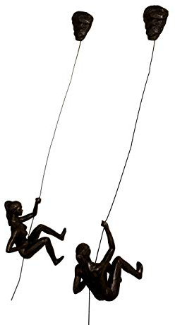 Haute Collage 2 x Bronzefarbene weibliche Kletterer mit Felsnagelkappen Klettern Damen Duo Wandbehang Klettern Frauen Skulpturen Kletterer Mädchen Ornament Outdoor & Indoor Dekor Statue Abseiling