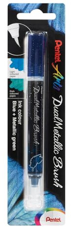 Pentel XGFH Dual Metallic Brush, pennello con inchiostro doppio colore blu + verde metallizzato 1 pz
