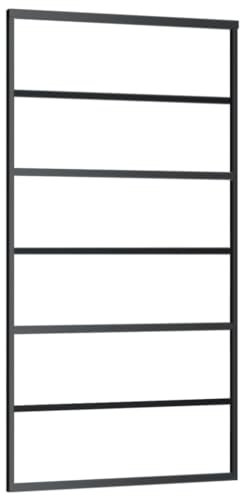 vidaXL Schiebetür mit Soft-Stop-Funktion Glasschiebetür Glastür Glas Schiebe Tür Schiebetürsystem ESG-Glas Aluminium Schwarz 102x205cm