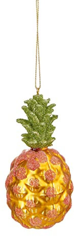 BUTLERS Weihnachtsbaumkugel Ananas Christbaumschmuck Glas Gelb -Hang ON- Weihnachten Baumkugeln Obst Figur | Tannenbaum Deko & Weihnachtsdeko