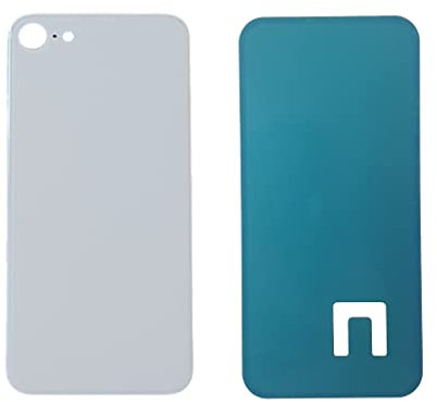 DHLK® Backcover Glas Rückseite Gehäuse kompatibel mit iPhone 8 - Back Glass Big Hole (Silber)