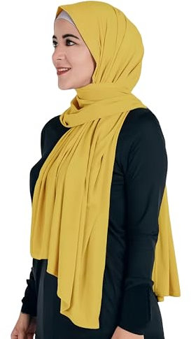 Lina & Lily Maxi Hijab Jersey Premium, Kopftuch Schal Turban für Muslimische Frauen (Senf)