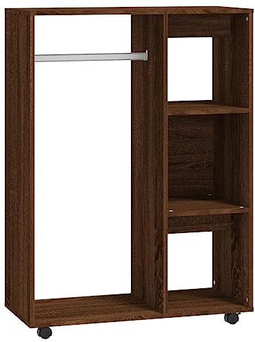 vidaXL Kleiderschrank, Kleiderständer mit viel Stauraum, Garderobe mit Rollen, Garderobenständer Garderobenschrank, Braun Eichen-Optik Holzwerkstoff