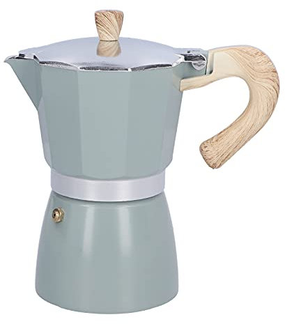 Cafetera Italiana - Cafetera Moka en Acero Inoxidable, Ideal para Capuchino, LatteAluminio, Capacidad 6 Tazas/300ML(lago verde azulado)