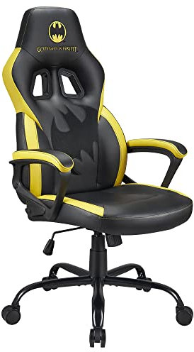 Subsonic Sedile gaming Batman per videogiocatori, Sedia da ufficio Licenza ufficiale DC Comics, Nero e Giallo