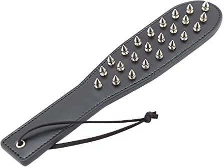 PIIKNUO Spanking Paddle Sex SM Leather Erotic Paddle Whip BDSM Leather Spike Paddle Erotic Swatter Whip Flirt Whip Fetish Flogger with Studs for Couples Adults Erotic Sex Accessories