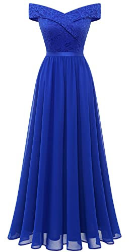 Bbonlinedress Robe Femme Longue de Demoiselle Honneur Cocktail Soirée Promo Robe de Fête Cérémonie pour Anniversaire Bal Mariage Royal Blue-2 2XL