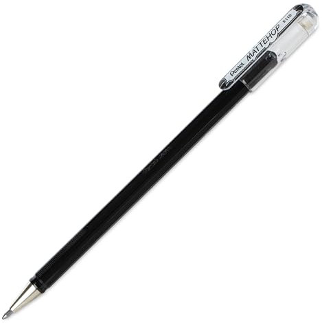 Pentel K110-VAX Mattehop Gel-Tintenroller mit hochdeckender Tinte in mattem Finish, Modell mit Kappe, 1 Stück, schwarz