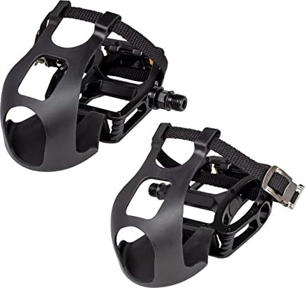 GORIX Fahrrad-Flachpedale, Zehenclip-Set mit Riemen, fur Rennrad, Mountainbike, MTB, Spin-Fahrrad (GX-TOE829)