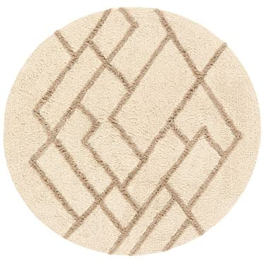 RugVista Badematte Riviera, ∅ 90 cm, Rund, Mittelflor, Moderner Badteppich, Maschinenwaschbar bis 30°C, 100% Baumwolle, Natur/Beige